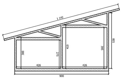 Чертеж односкатной крыши каркасного дома
