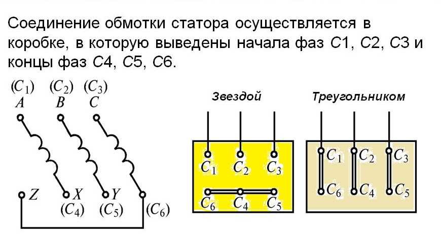 Схема подключения электродвигателя звезда