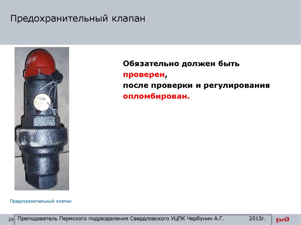 Предохранительные клапаны презентация