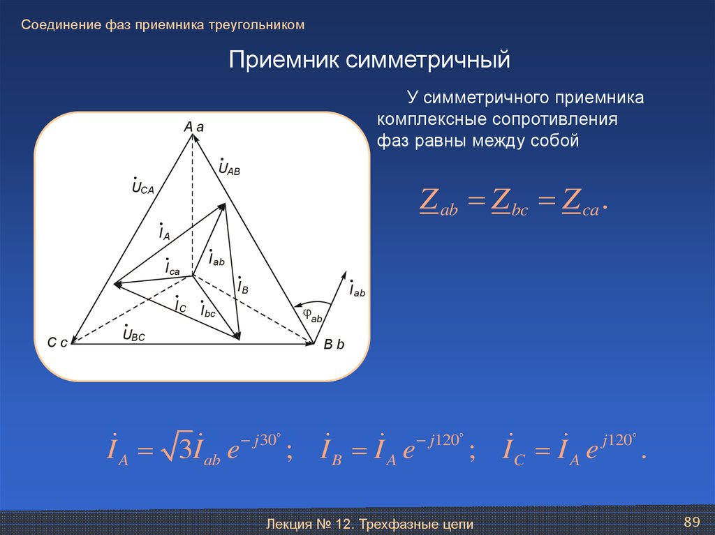 Соединении фаз приемника звездой. Соединение трехфазных приемников треугольником. Соединение фаз приемника треугольником. Соединение 3 фазной нагрузки треугольником. Комплексные сопротивления фаз приемника.