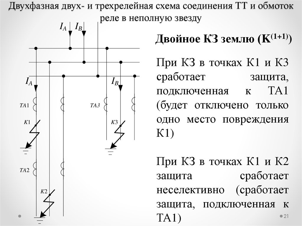 Схема соединения тт в треугольник а обмоток реле в звезду