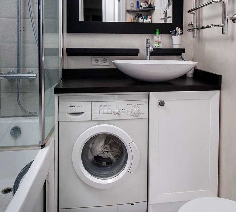 Керамическая столешница для ванной с раковиной под стиральную машину