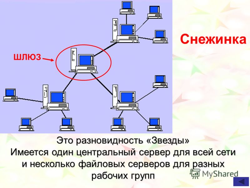 Общая схема соединения компьютеров в локальной сети называется сети