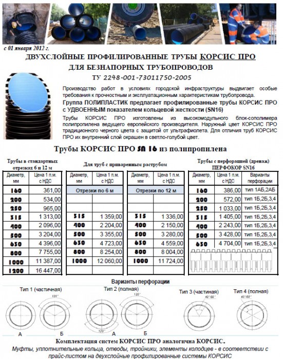 Диаметры пнд труб для водопровода