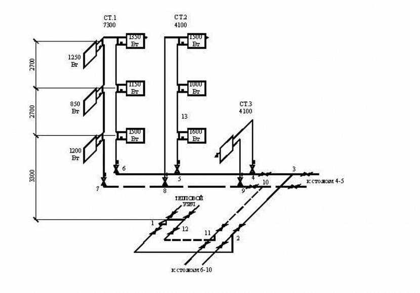 Схема системы отопления чертеж