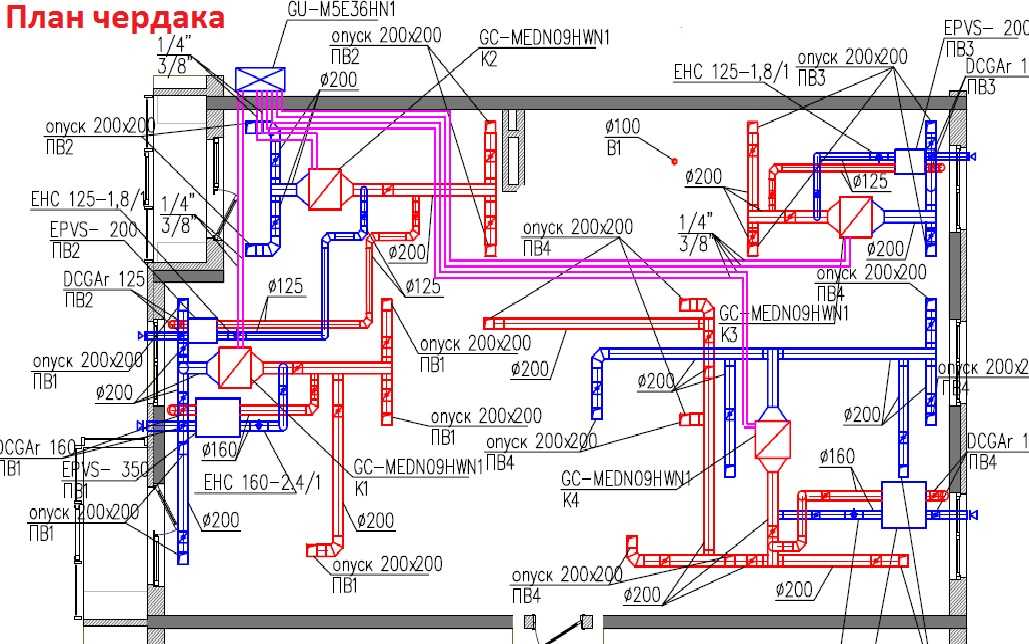 Как на плане обозначается вентиляция на плане