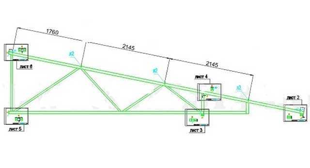 Треугольная ферма из профильной трубы 6 метров чертеж