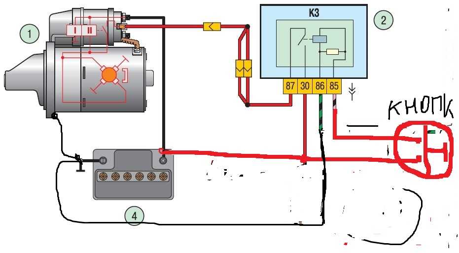 схема подключения стартера ваз 2110