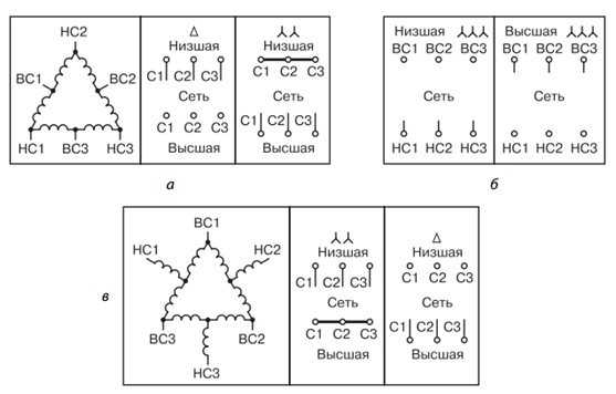 Трехскоростной электродвигатель схема подключения