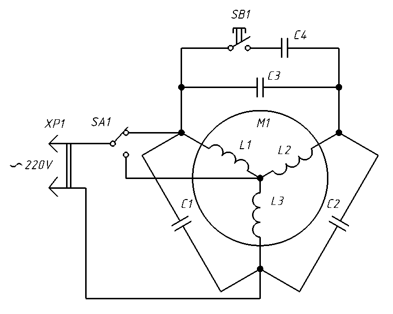 Как переделать электродвигатель с 380 на 220 без потери мощности схема подключения