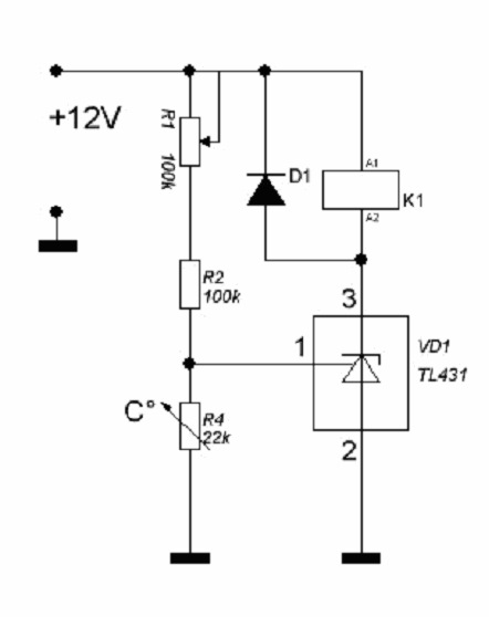 Терморегулятор на tl431 схема