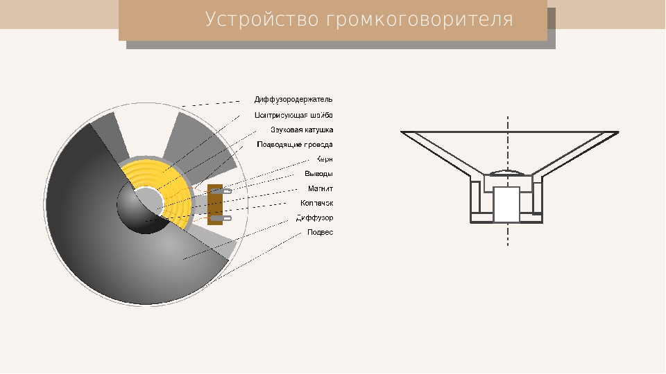 Составляющее колонки. Схема устройства динамического громкоговорителя/динамика.. Схема устройства громкоговорителя физика. Устройство рупора динамика. Электродинамический громкоговоритель схема.