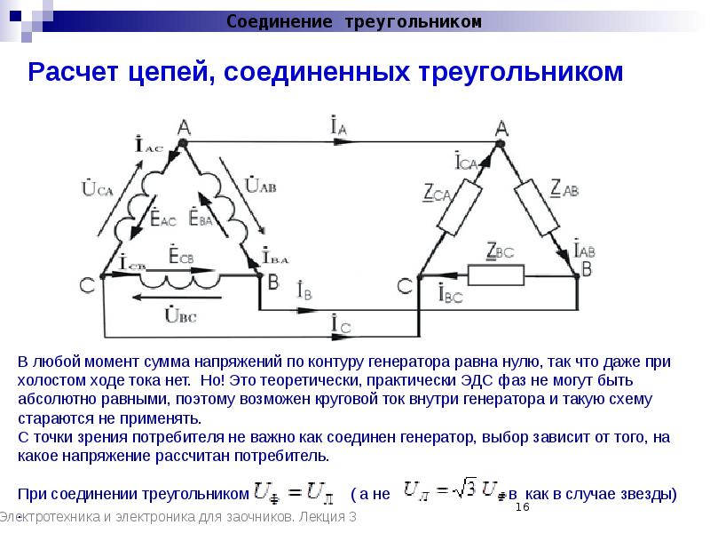 Схема включения треугольником применяется