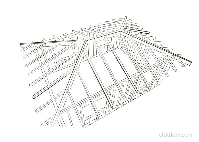 Каркас вальмовой крыши чертеж