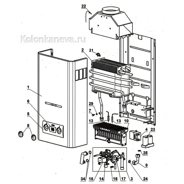 Схема газ колонки