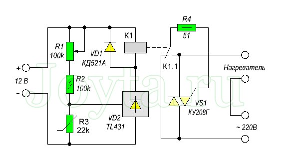 Терморегулятор на tl431 схема
