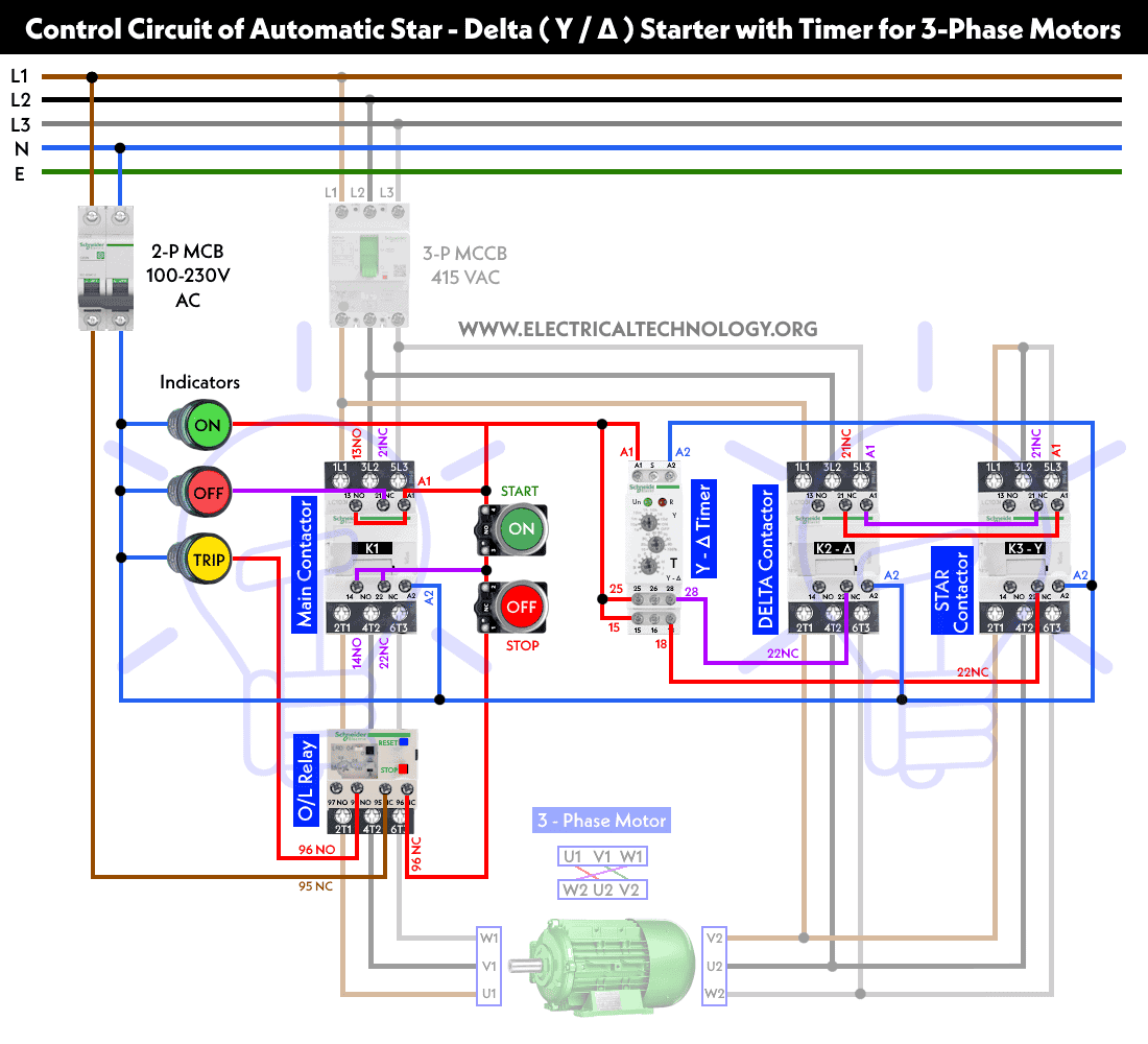Wiring Diagram of Star Delta Starter