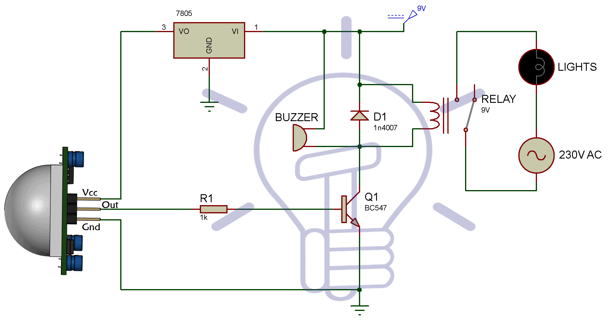 Infrared Motion Detector Circuit Diagram