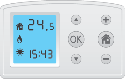 An icon image of a heat pump or thermostat control panel