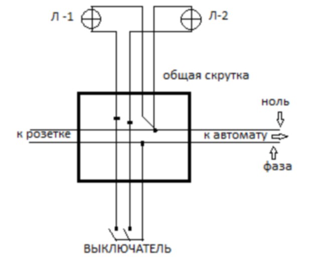 Схема подключения на освещение и розетки Электричество, Электропроводка, Розетки